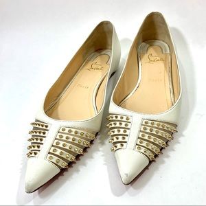 Louboutin White Flats